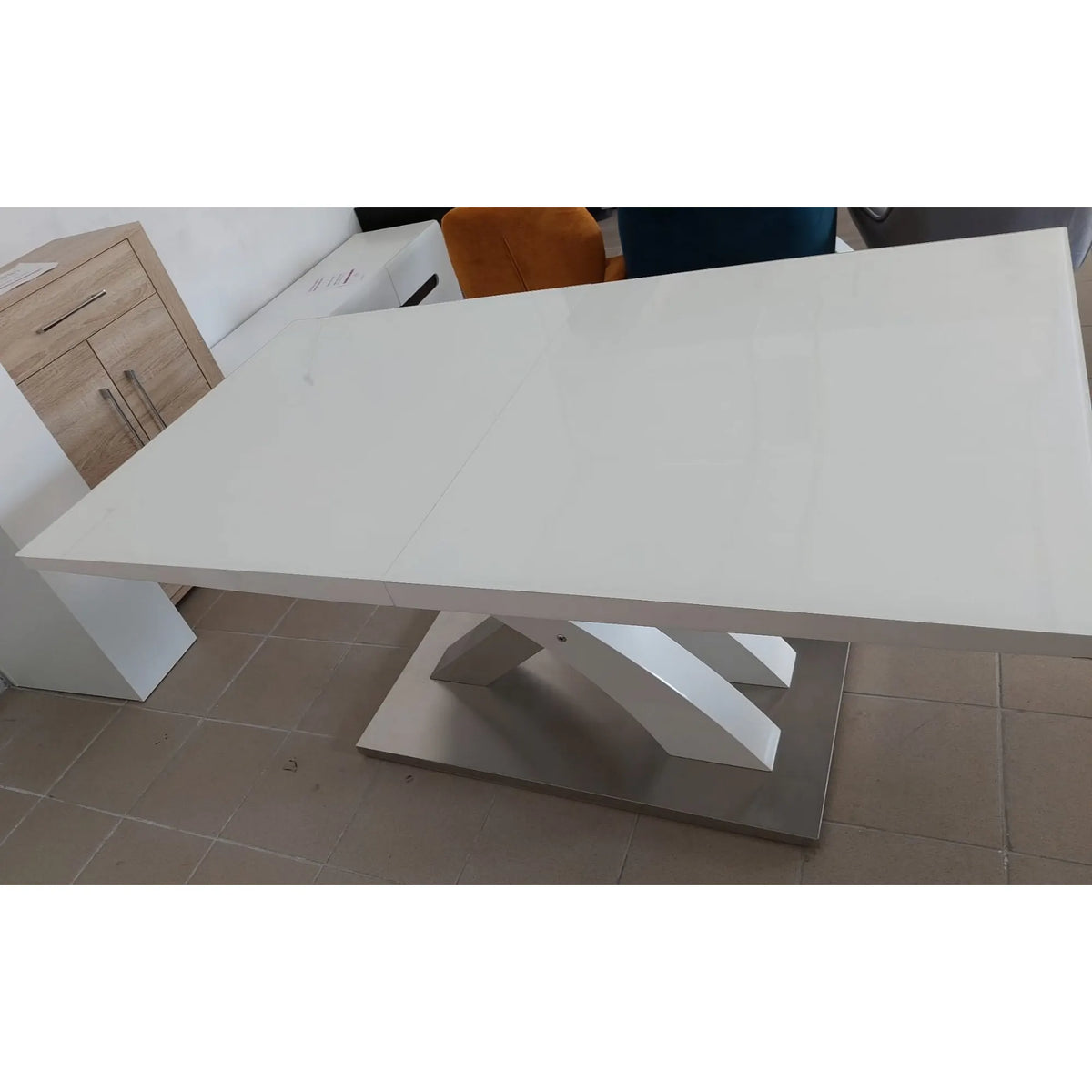 PRODUS RESIGILAT - Masa extensibila SANDOR, alb/crom, 160/220x90x77 cm