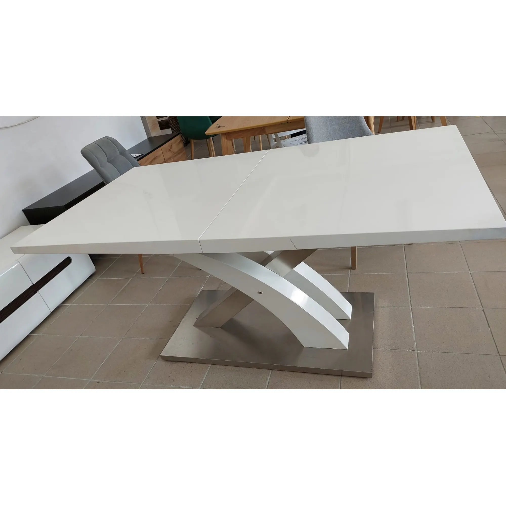 PRODUS RESIGILAT - Masa extensibila SANDOR, alb/crom, 160/220x90x77 cm