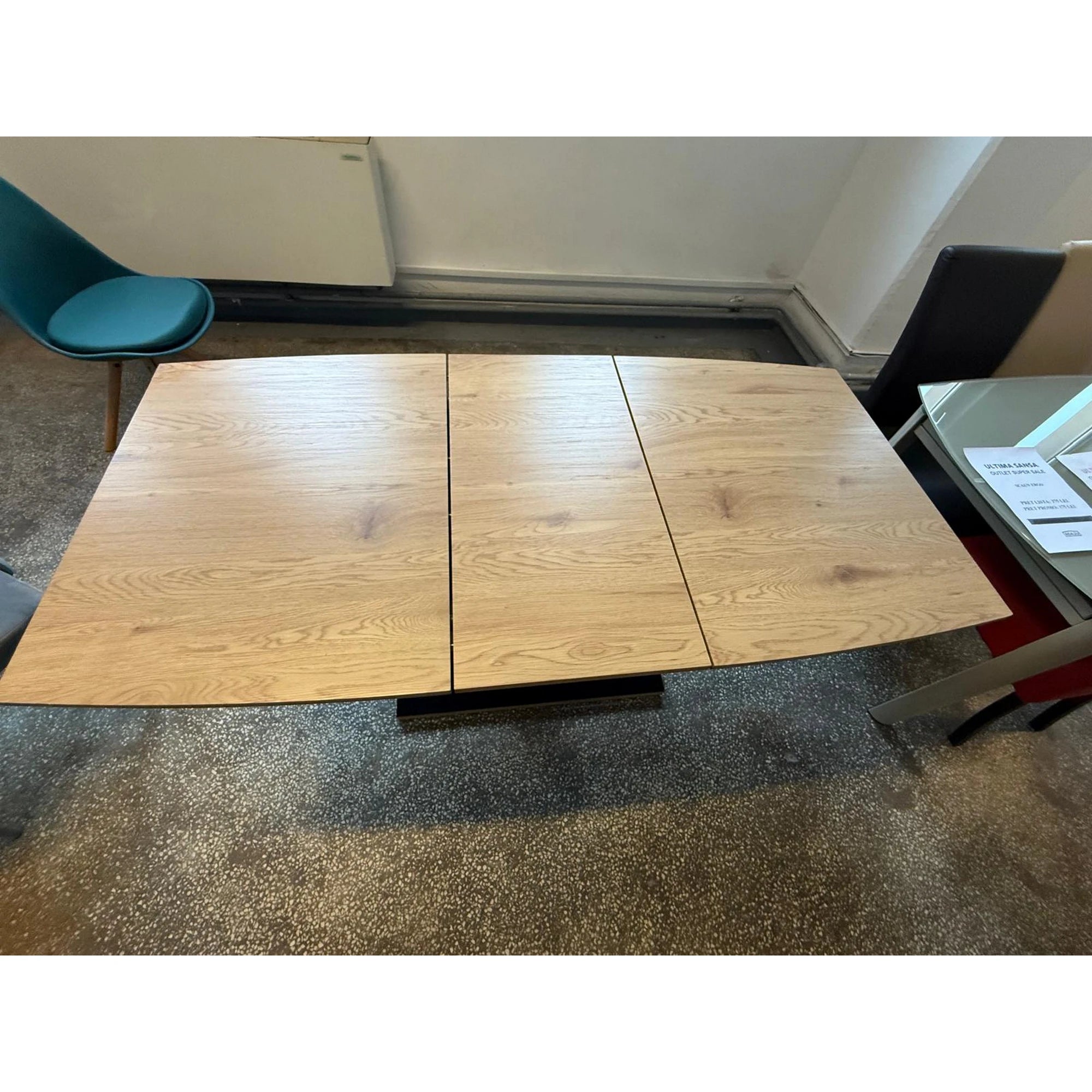 PRODUS RESIGILAT - Masa extensibila Toronto, stejar/negru, MDF/furnir/sticla/metal, 120/160x80x76 cm