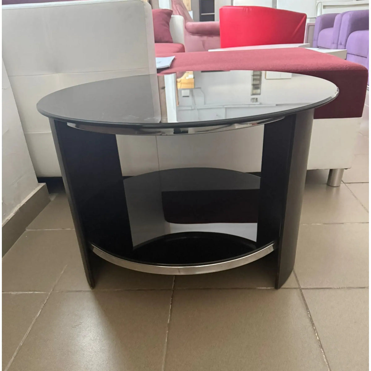 PRODUS RESIGILAT - Masuta cafea RONDO, wenge, PAL/sticla, 65x65x44 cm