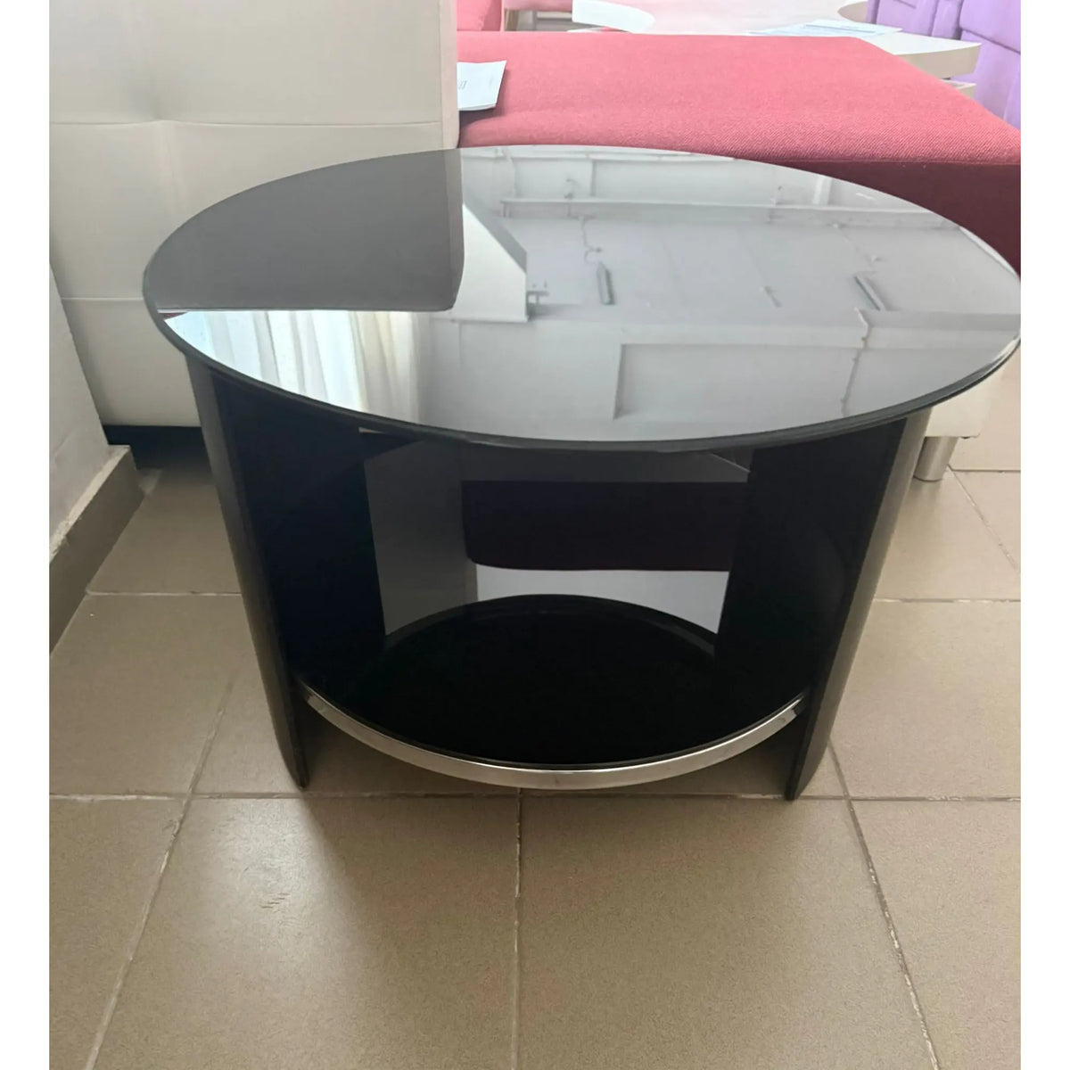 PRODUS RESIGILAT - Masuta cafea RONDO, wenge, PAL/sticla, 65x65x44 cm