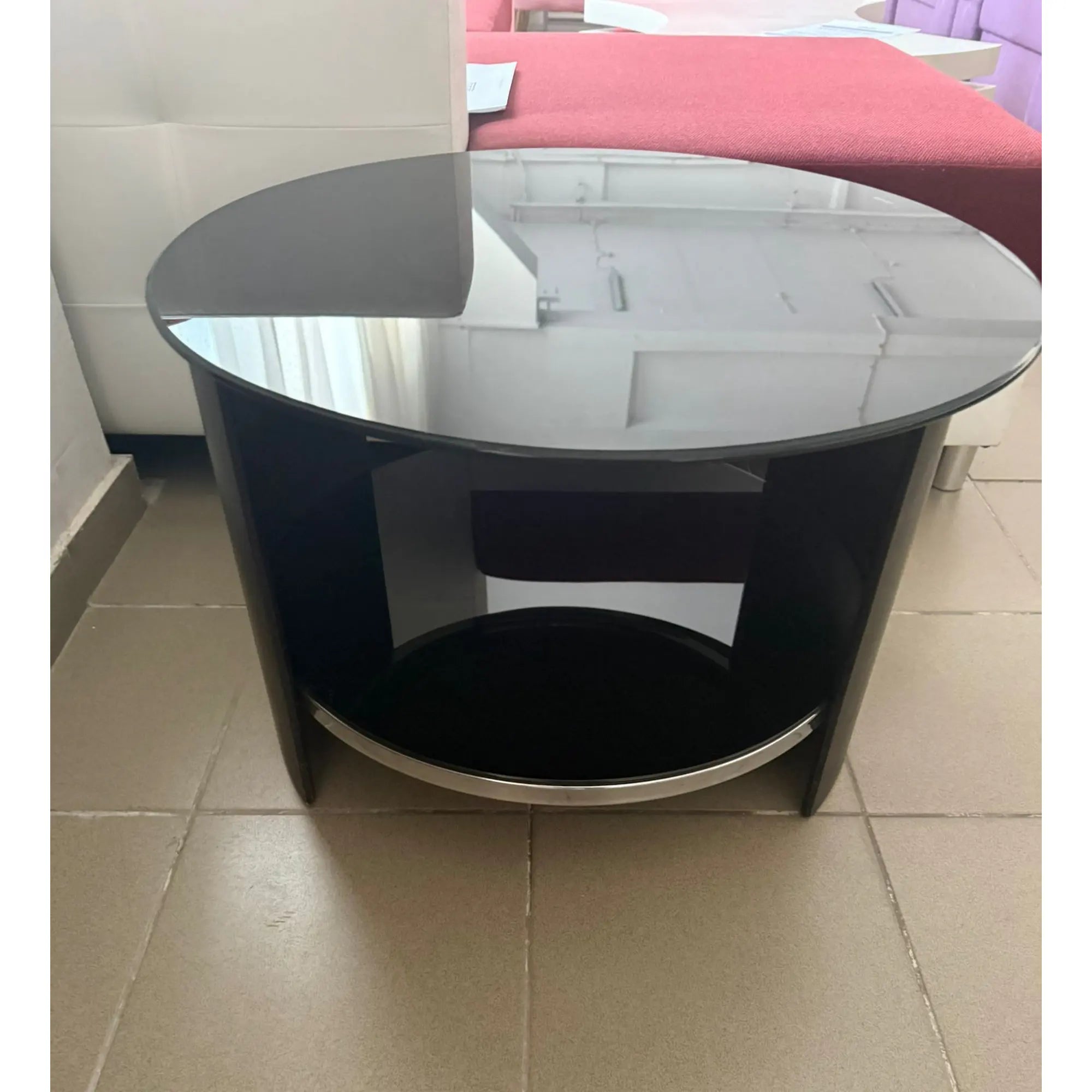 PRODUS RESIGILAT - Masuta cafea RONDO, wenge, PAL/sticla, 65x65x44 cm