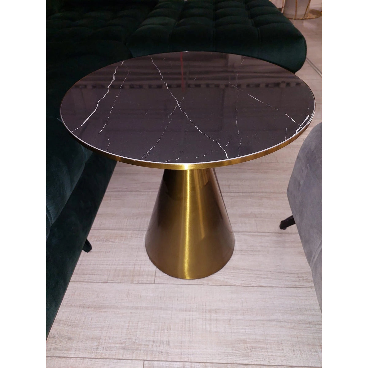 PRODUS RESIGILAT - Masuta cafea TRIBECA, negru/auriu, ceramica/otel, 50x50x52 cm
