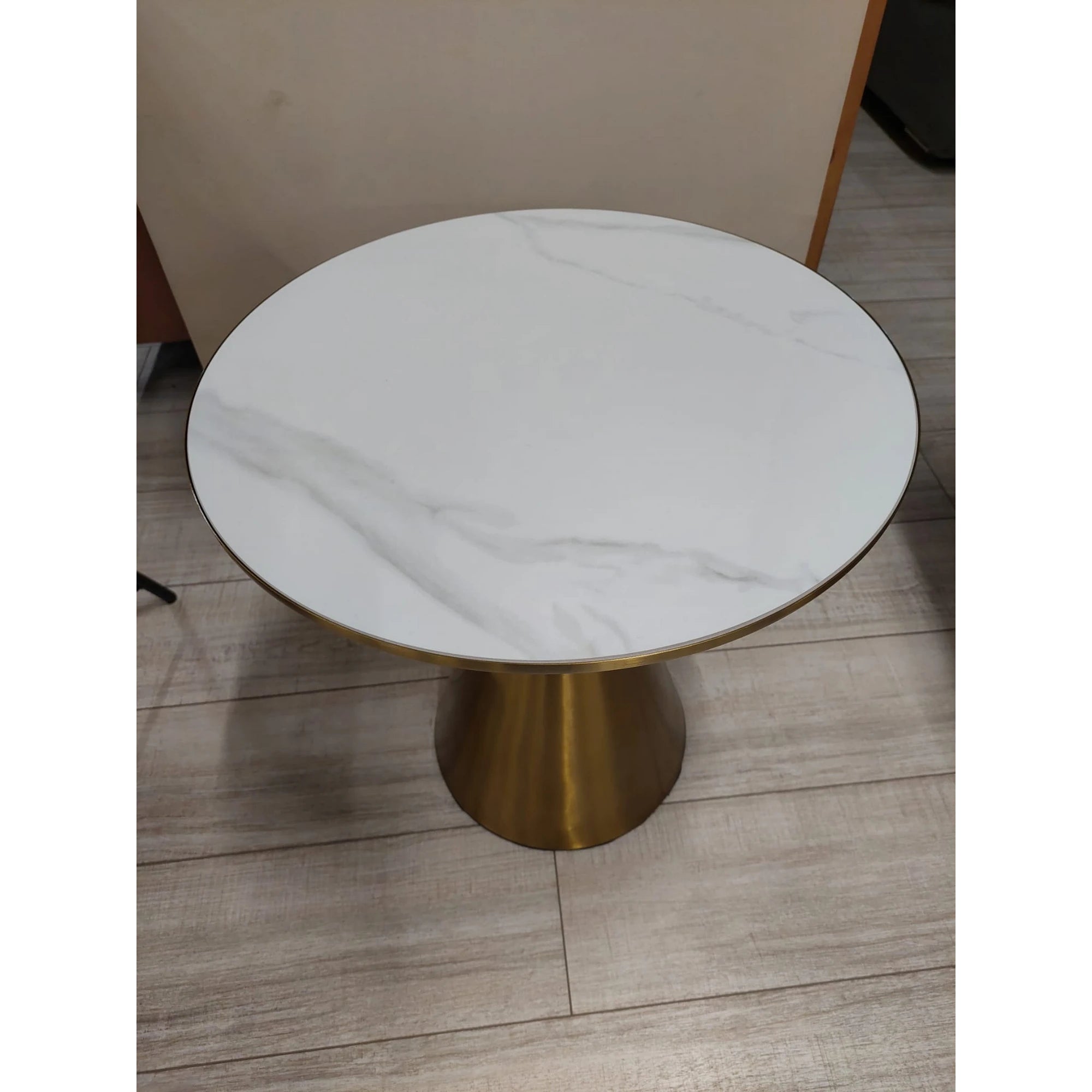 PRODUS RESIGILAT - Masuta cafea TRIBECA, alb/auriu, ceramica/otel, 50x50x52 cm