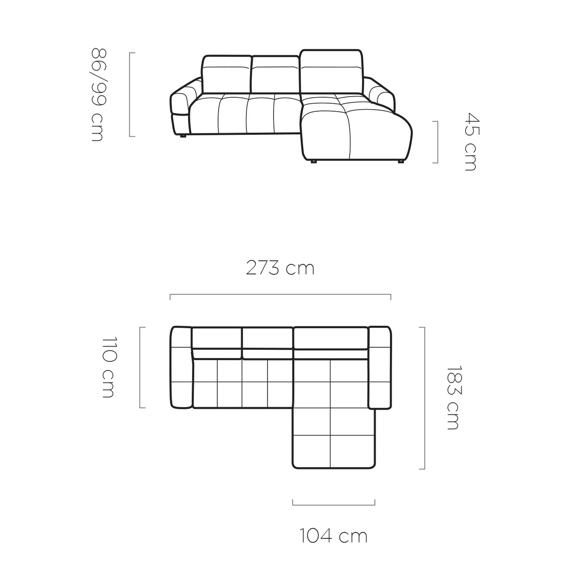 Coltar extensibil MATEO S, personalizabil materiale Oferta Avantaj, cu lada depozitare si tetiere reglabile, 273x183x99 cm