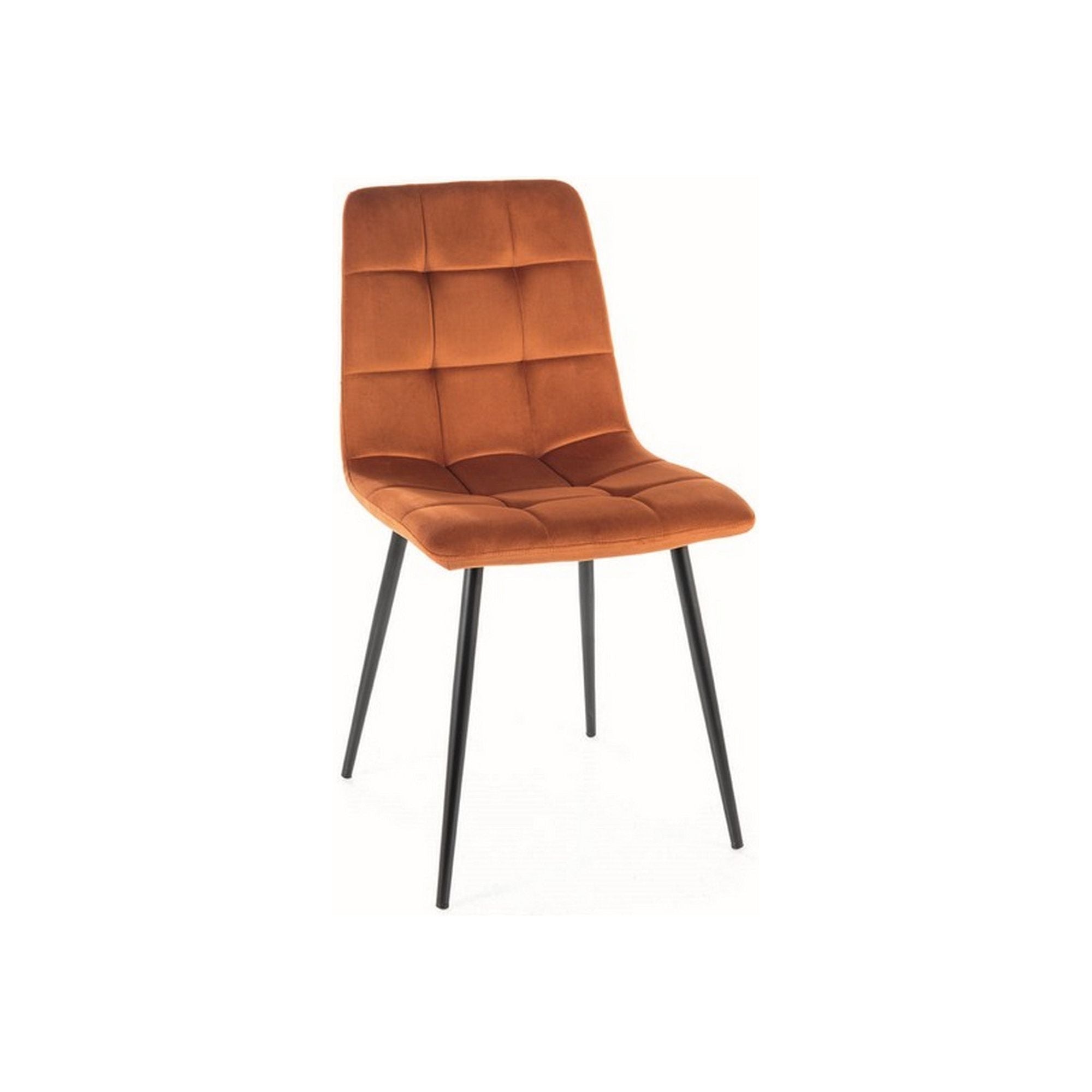 Scaun MILA, caramiziu/negru, stofa catifelata/metal, 45x41x86 cm