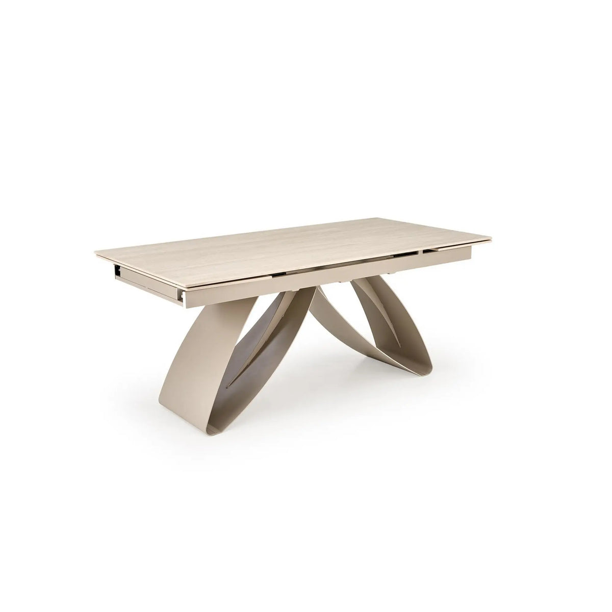 Masa extensibila HILARIO, travertin/casmir, piatra sinterizata/metal, 180/260x90x75 cm