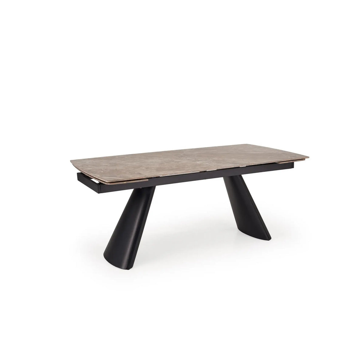 Masa extensibila VINCE, maro/negru, piatra sinterizata/metal, 180/238x90x85 cm