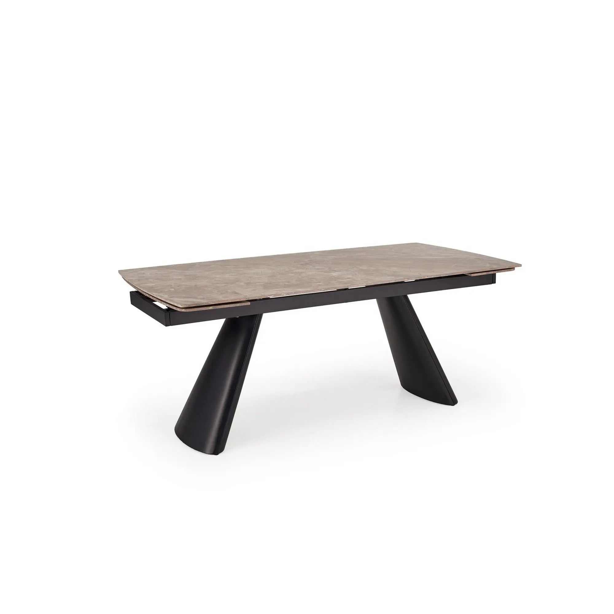 Masa extensibila VINCE, maro/negru, piatra sinterizata/metal, 180/238x90x85 cm