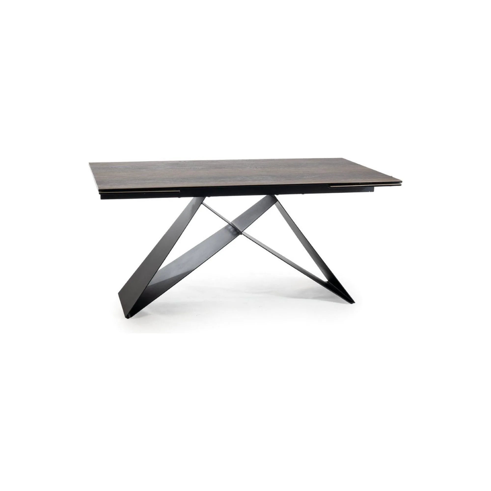 Masa extensibila WESTIN CERAMIC, maro/negru mat, sticla securizata/metal, 160-240x90x77 cm
