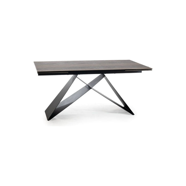 Masa extensibila WESTIN CERAMIC, maro/negru mat, sticla securizata/metal, 160-240x90x77 cm