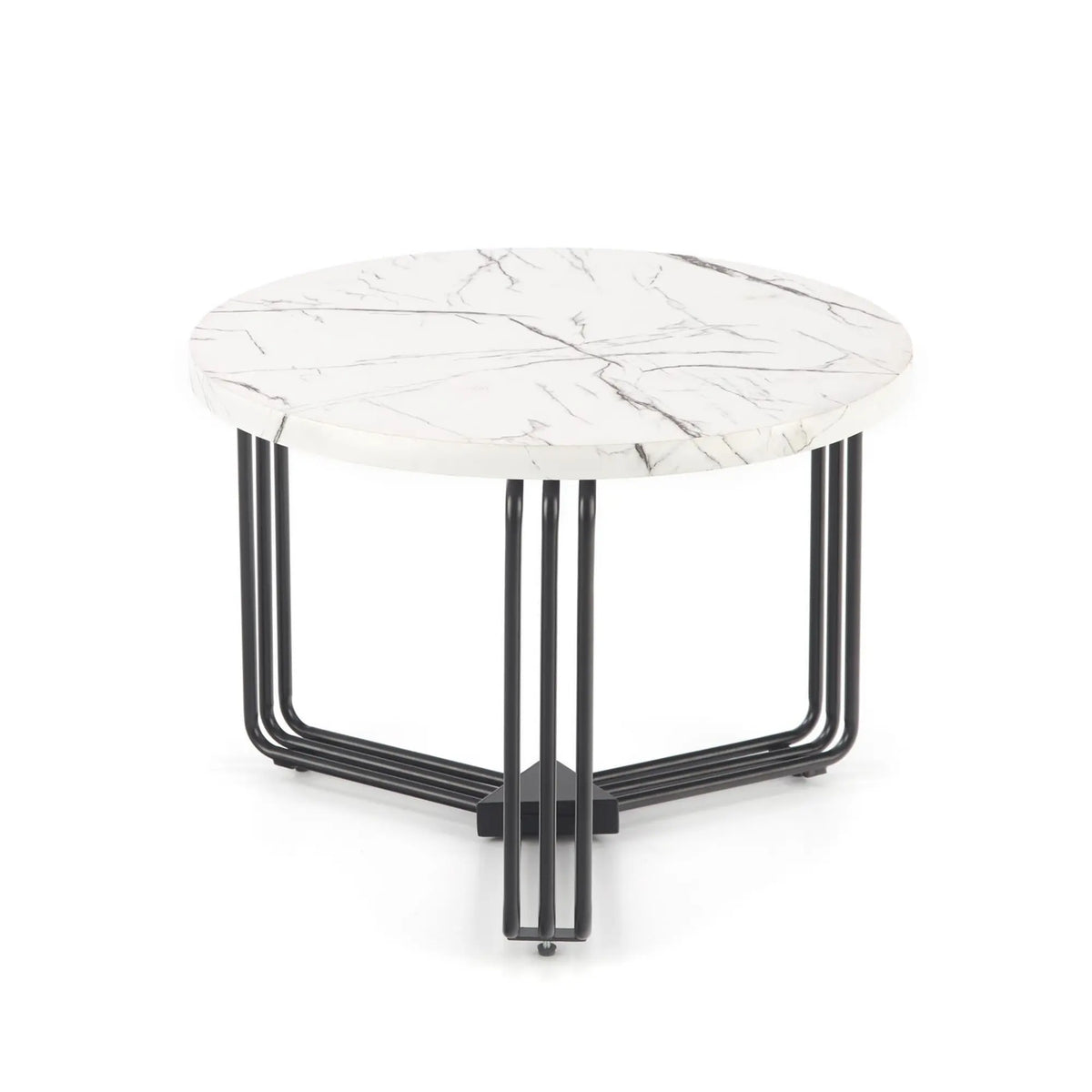 Masuta cafea ANTICA M, alb cu efect de marmura/negru, 55x55x41 cm