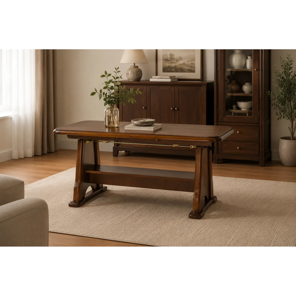 Masuta BEATA, nuc, PAL/lemn, 130/170x67x60/77 cm