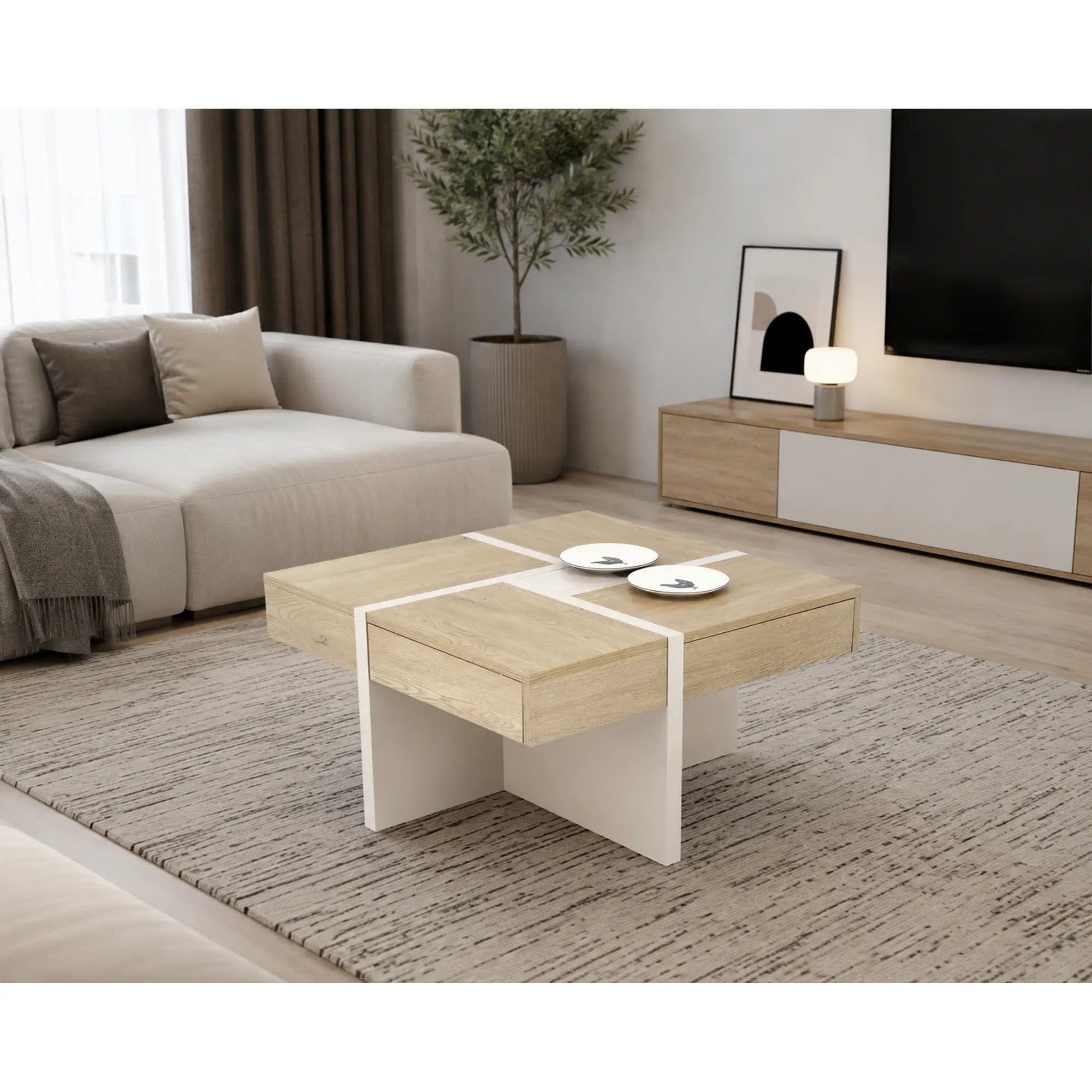 Masuta cafea SEVILLA S, stejar cremona/casmir, PAL, 80x80x43 cm