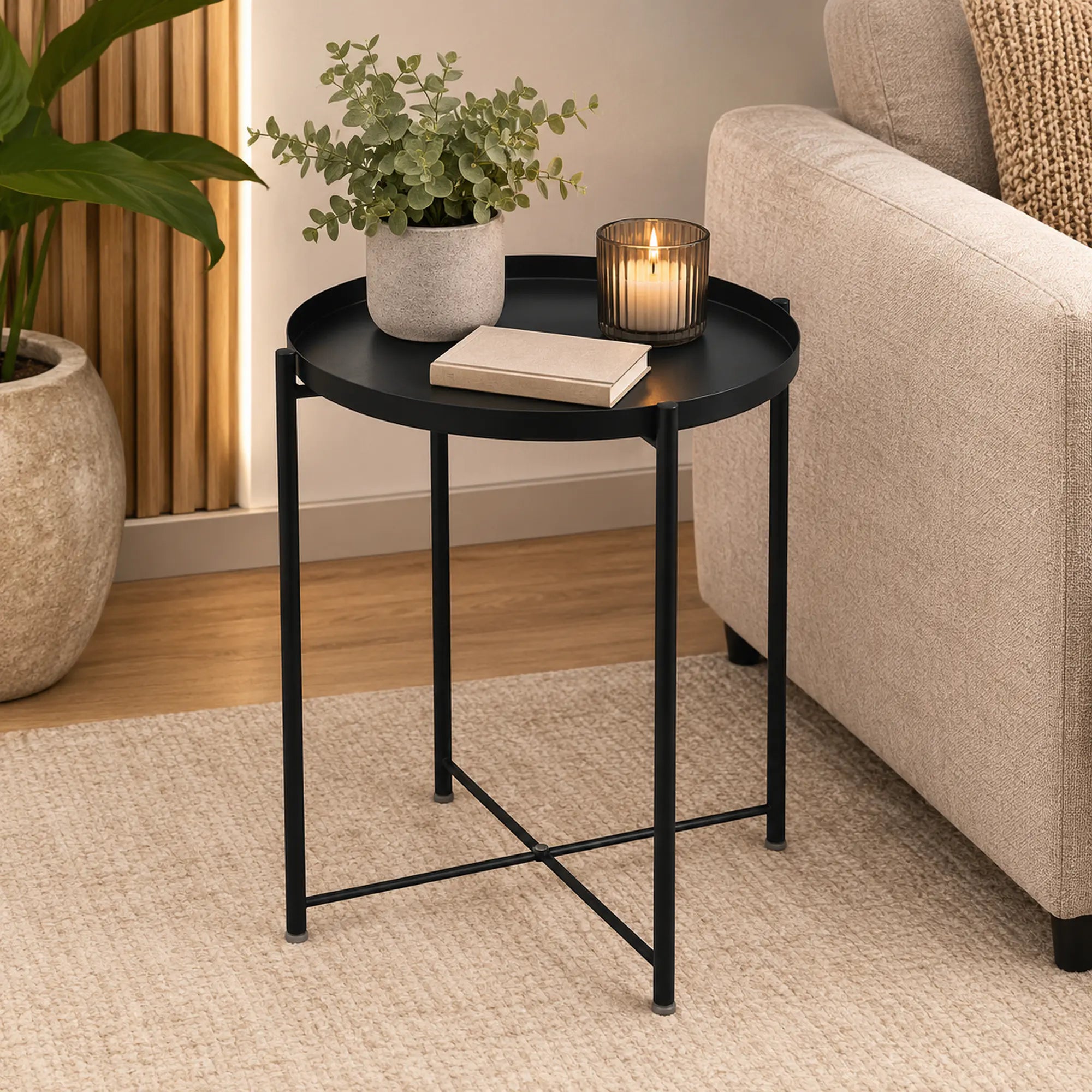 Masuta cafea TIM, negru, metal, 48x48x53 cm