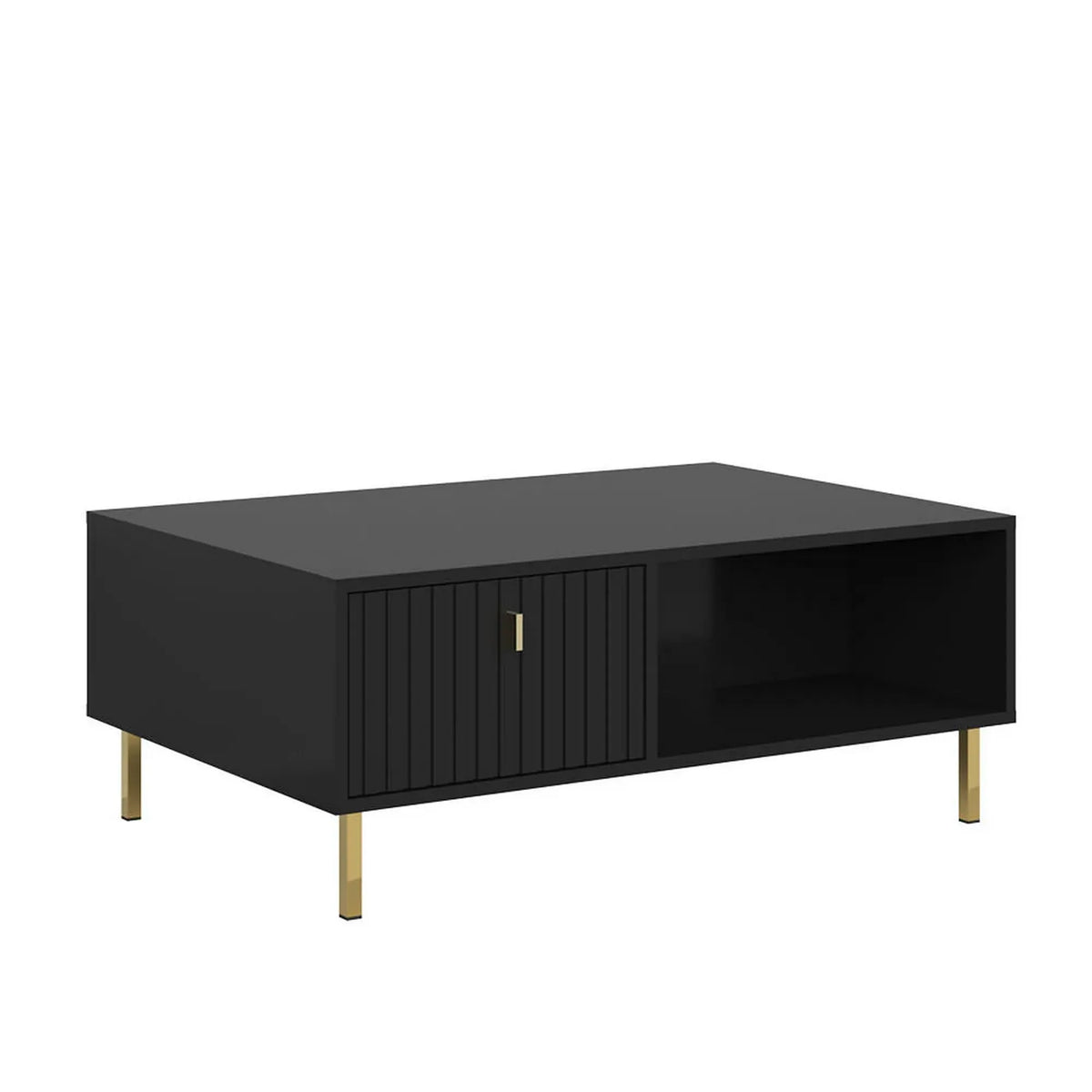 Masuta cafea cu picioare metalice PIANO, negru, PAL, 100x66x40 cm