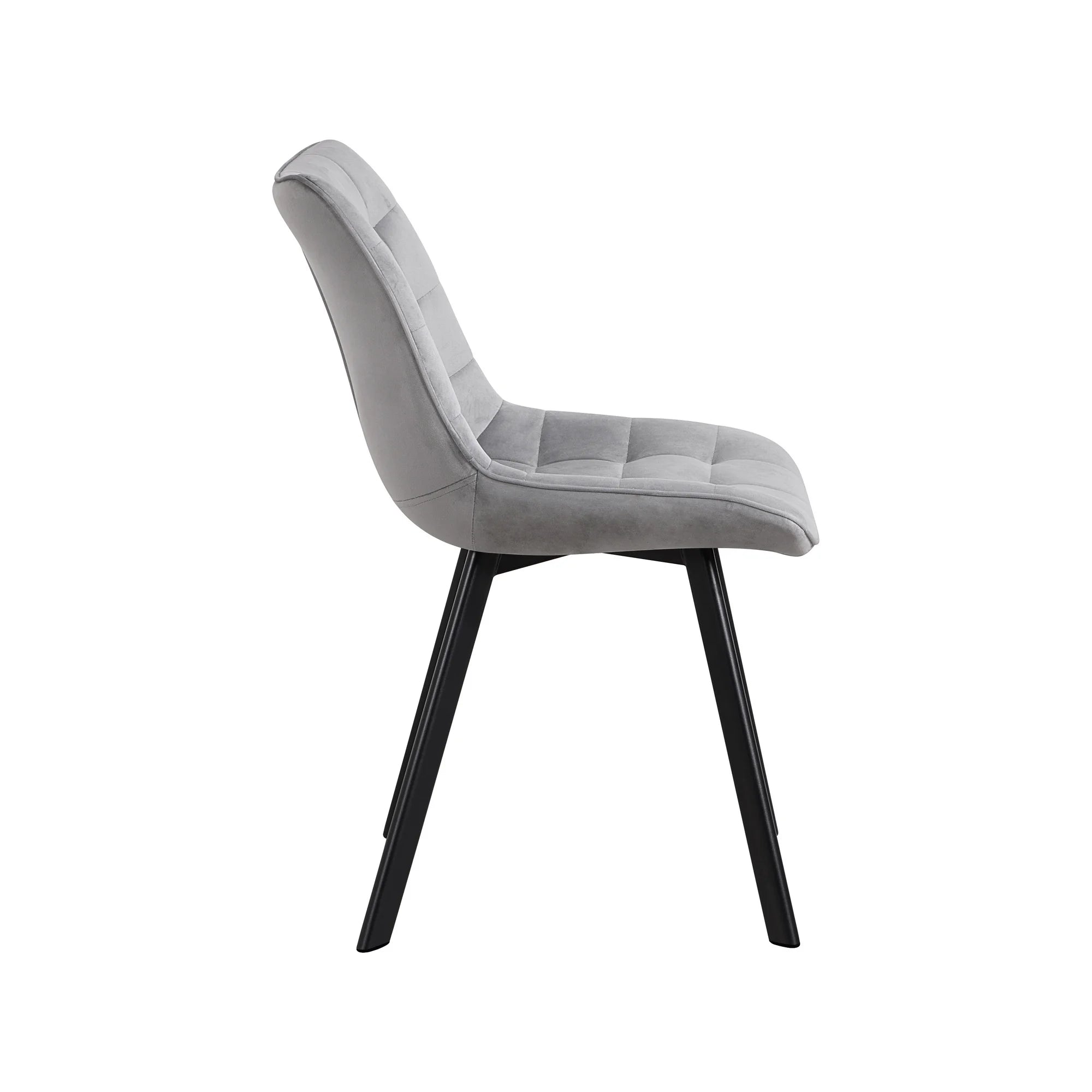 Scaun tapitat MEL, gri deschis/negru, stofa catifelata/metal, 47x56x84 cm