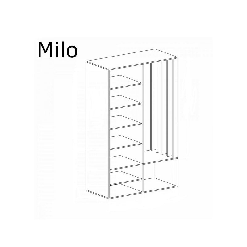 Set hol MILO, stejar atisan/negru, PAL laminat/metal, 100x33x189 cm