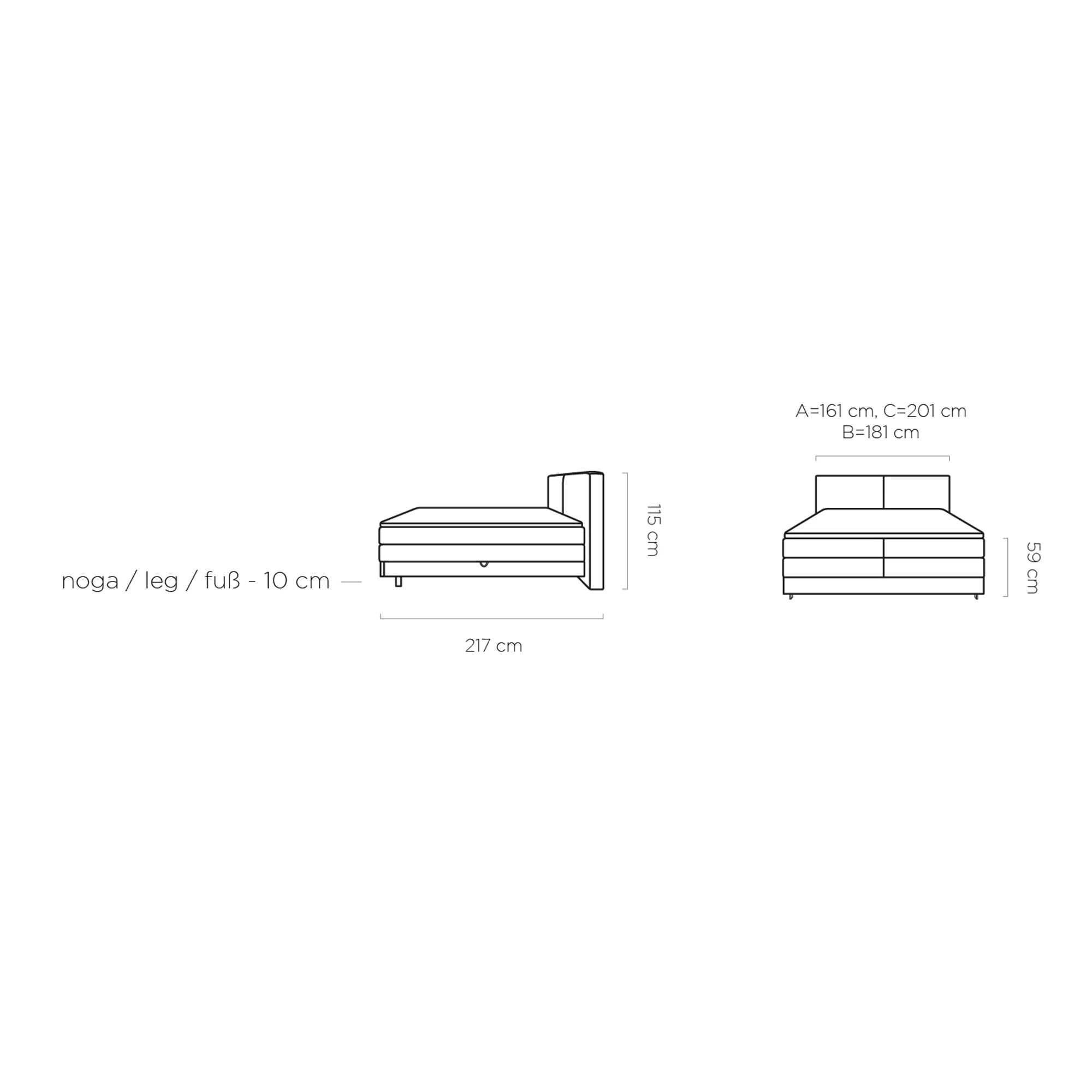 Pat boxspring NEBIA 160x200, personalizabil materiale gama Oferta Avantaj, cu saltele, topper si lada pentru depozitare