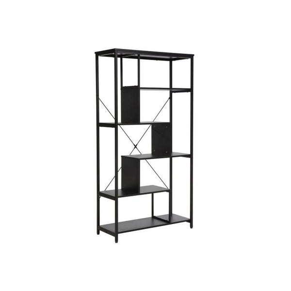 Biblioteca NET B, negru, PAL laminat/metal, 75x35x132 cm
