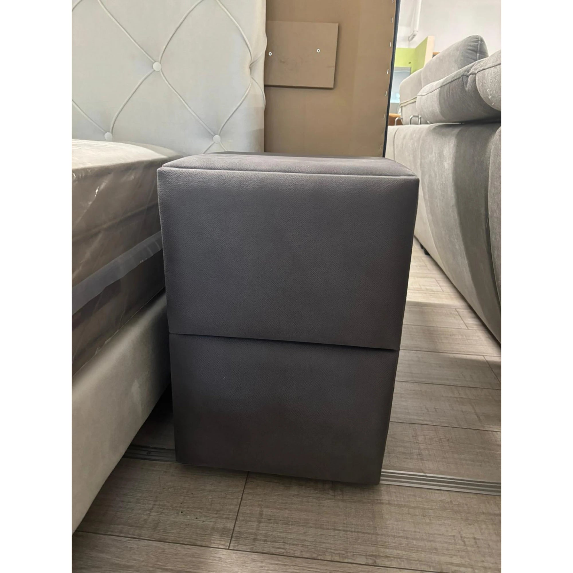 PRODUS RESIGILAT - Noptiera Lateks Comfort, gri, stofa, 50x45x50 cm