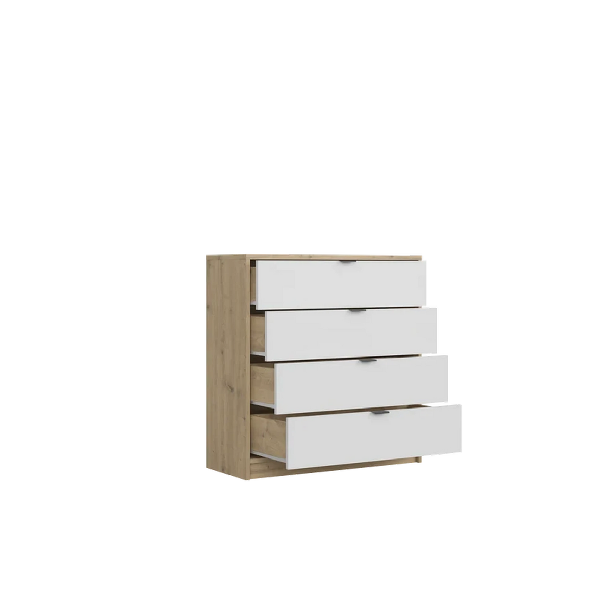 Comoda stejar alb NEPON, PAL laminat, 80x34x84 cm
