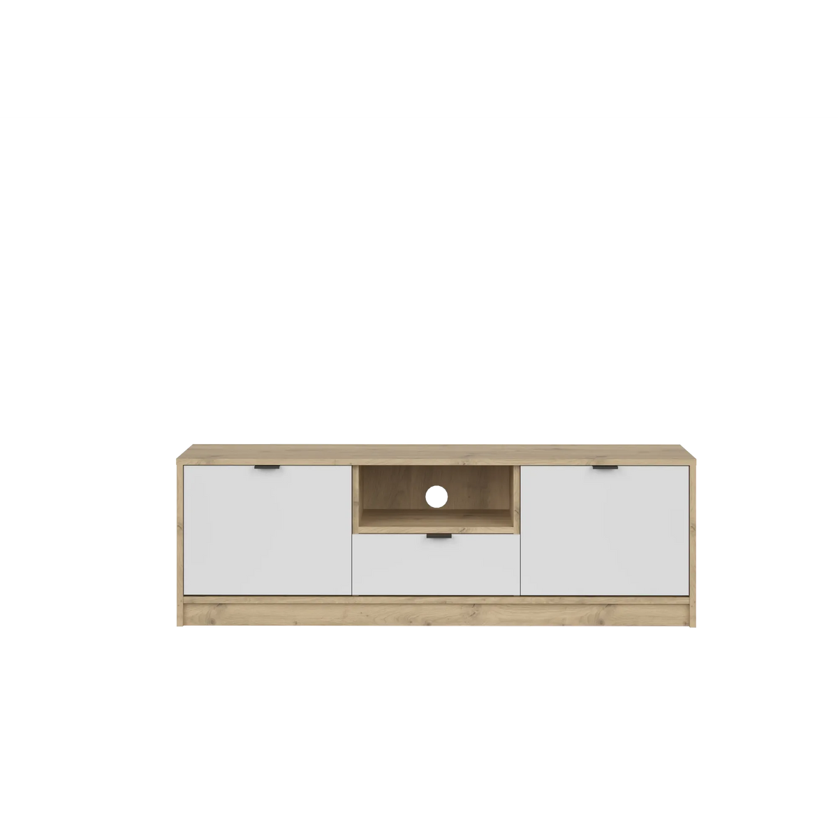 Comoda TV NEPON, stejar artisan/alb, PAL laminat, 130x42x44 cm