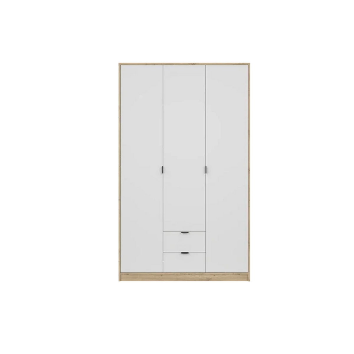 Dulap cu 3 usi si 2 sertare NEPON, stejar artisan/alb, PAL laminat, 118x54x197 cm