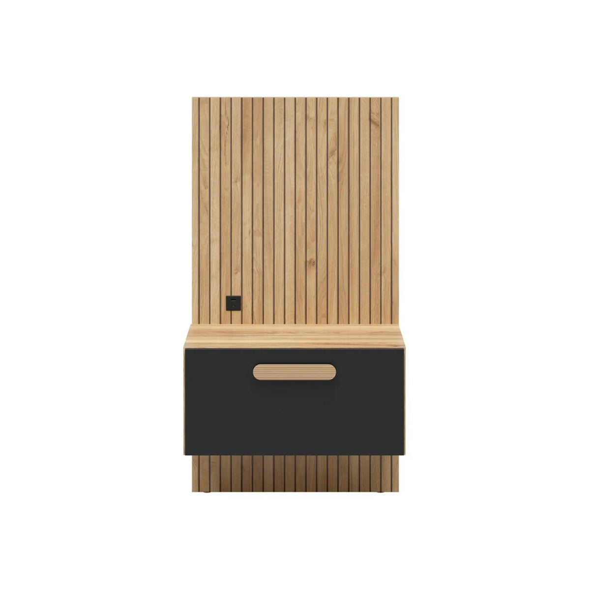 Noptieră HENSON, dreapta, stejar mauvella/negru, PAL, cu USB, 51x46x95 cm