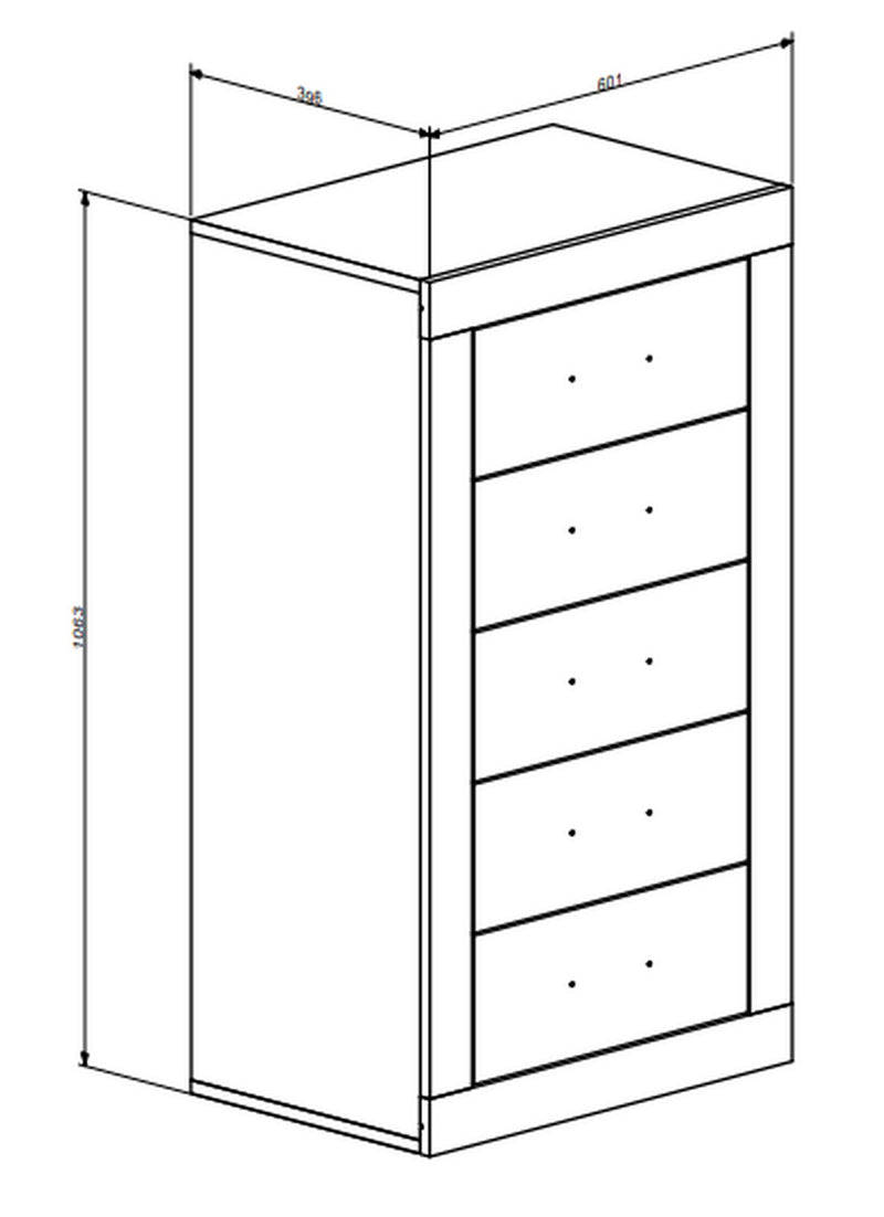 Comoda SARA, stejar sonoma/casmir, PAL, 60x40x107 cm