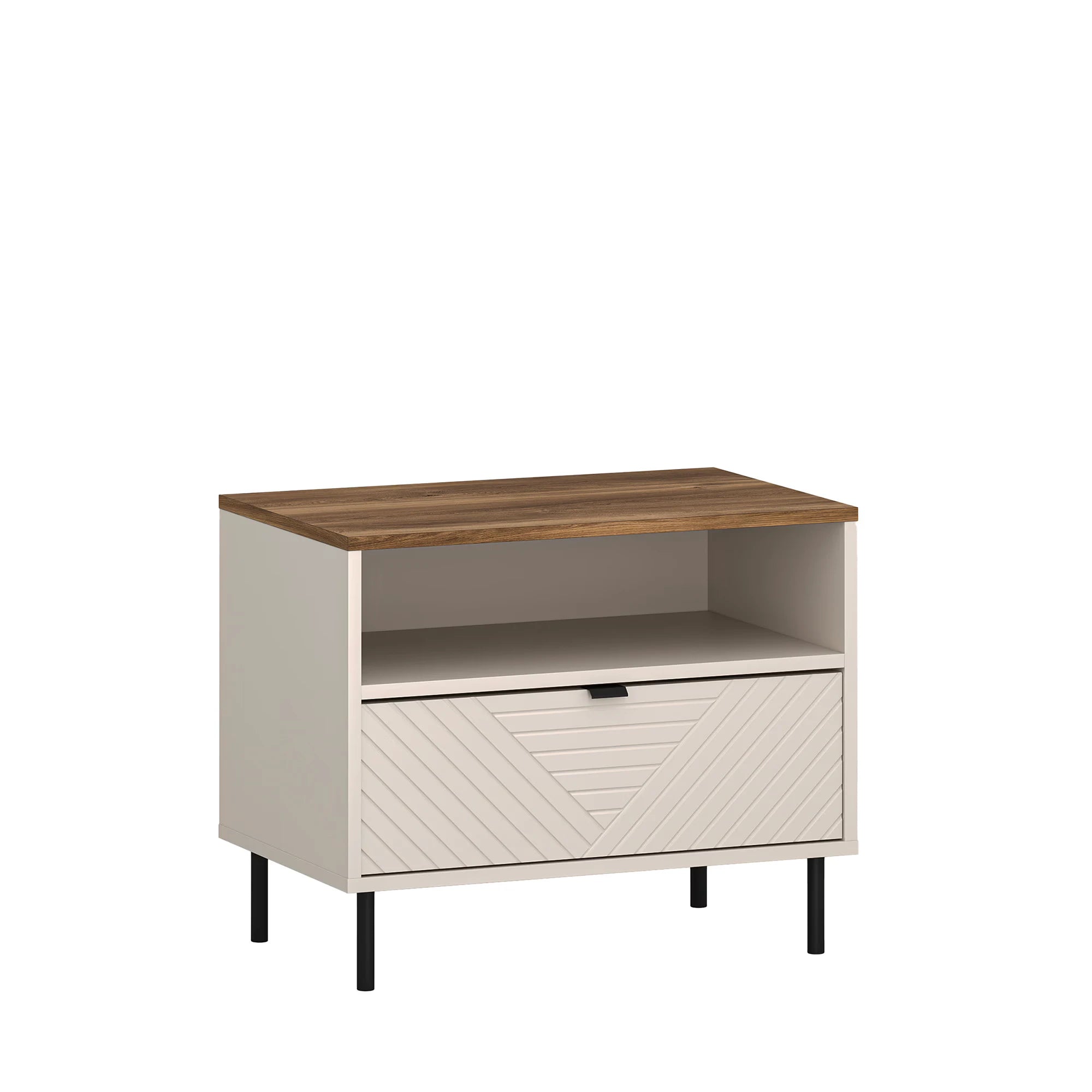 Noptiera pentru dormitor EVO, casmir/stejar, PAL laminat, 64x40x52 cm