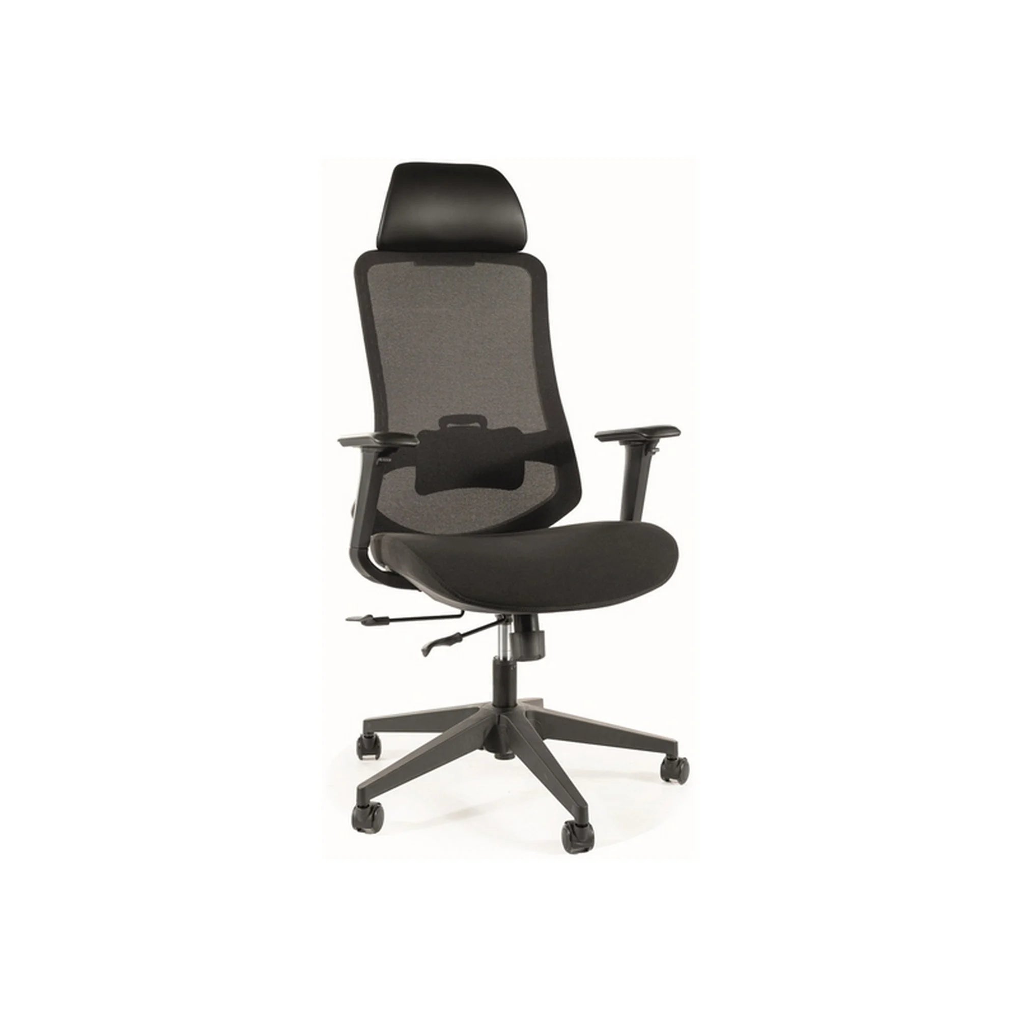 Scaun birou ERGON, negru, piele ecologica/plasa/stofa, 64x49x112/122 cm
