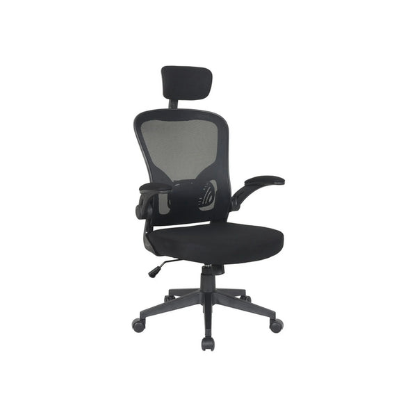 Scaun birou Q-060, negru, stofa/plasa, 66x50x118/126 cm