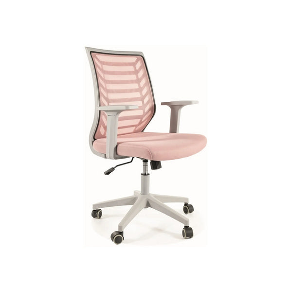 Scaun birou Q-320, roz/alb, stofa/plastic, 60x44x93/103 cm
