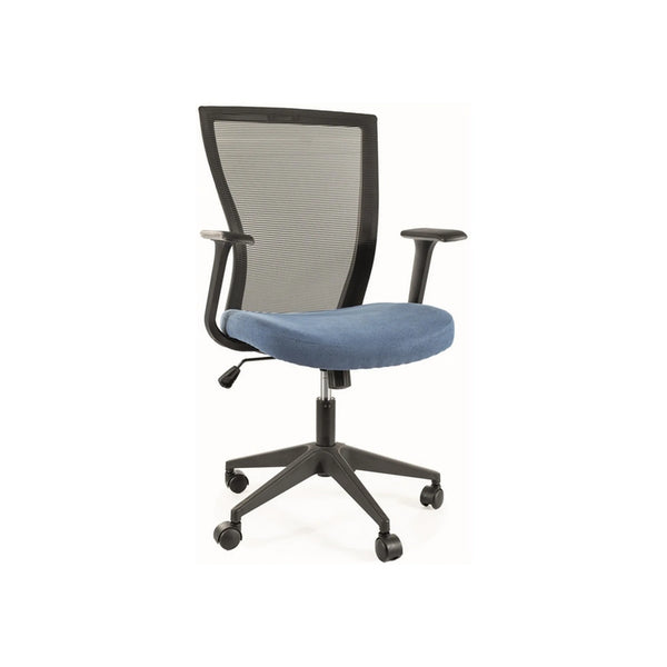 Scaun birou Q-328, negru/albastru, stofa/plasa, 62x48x97/107 cm