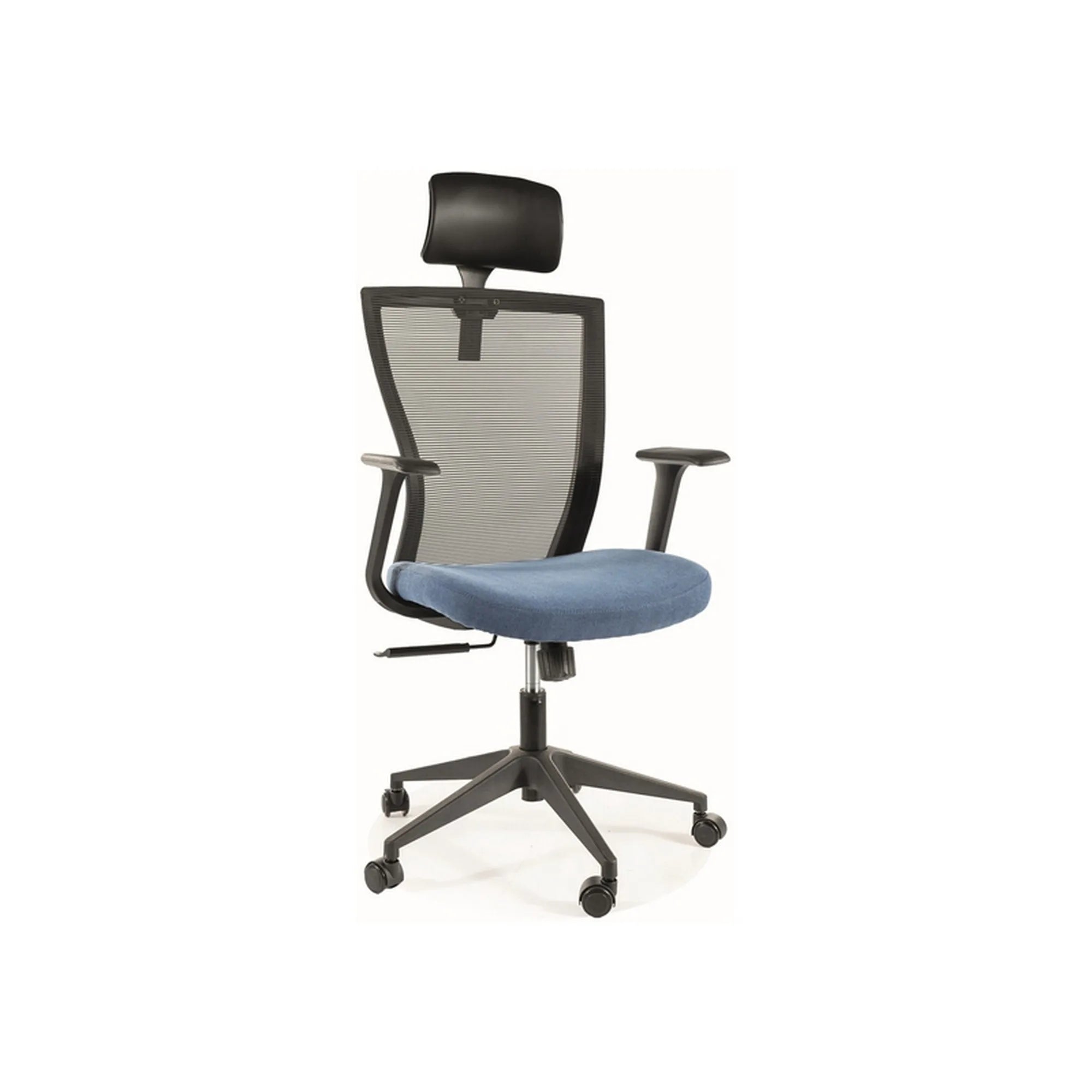 Scaun birou Q-328H, negru/albastru, stofa/plasa, 62x48x97/107 cm