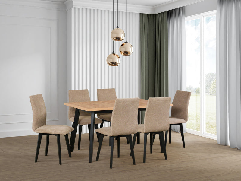 Masa extensibila OSLO 5, stejar artisan/negru, PAL laminat, 140/180x80x75 cm