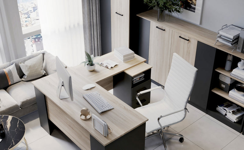 Masa birou OFFICE NEW, stejar sonoma/gri antracit, PAL, 160x65x78 cm