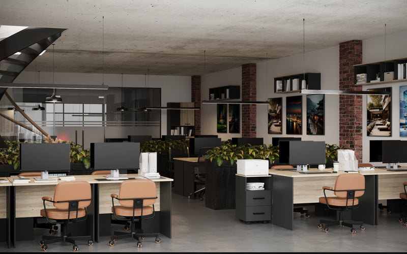 Masa birou OFFICE NEW, stejar sonoma/gri antracit, PAL, 100x55x76 cm