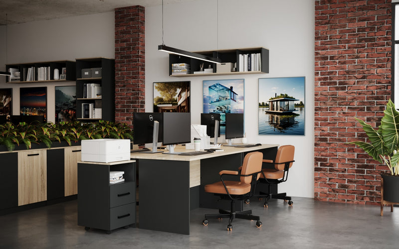 Raft OFFICE NEW, gri antracit/stejar sonoma, PAL, 160x33x38 cm