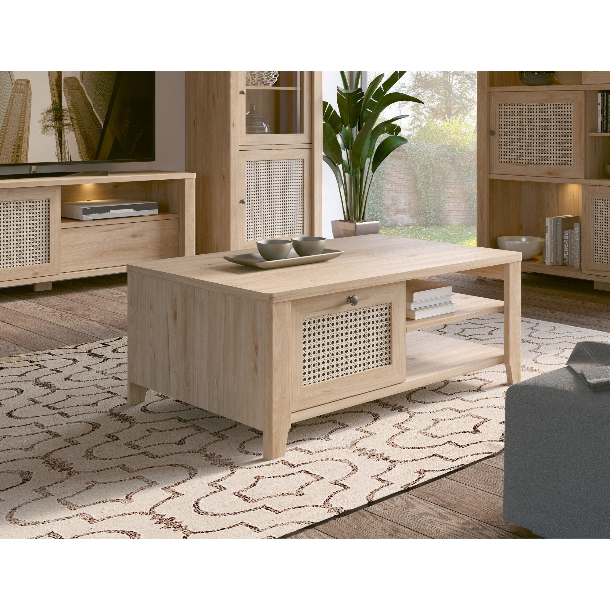 Masuta cafea PARILLA, stejar, PAL laminat, 110x68x44 cm