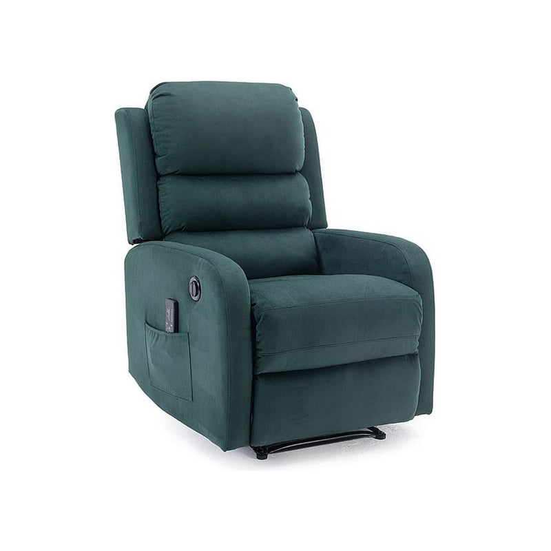 Fotoliu recliner PEGAZ M, verde/negru, stofa catifelata/metal, 64x88/160x102 cm