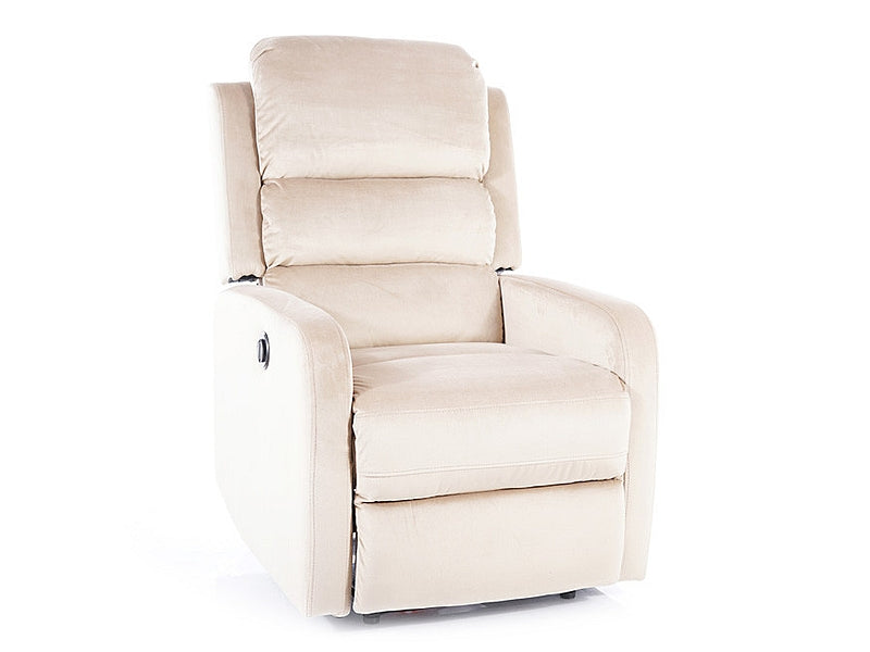 Fotoliu recliner PEGAZ, stofa catifelata bej - Bluvel 28, 64x88/160x102 cm