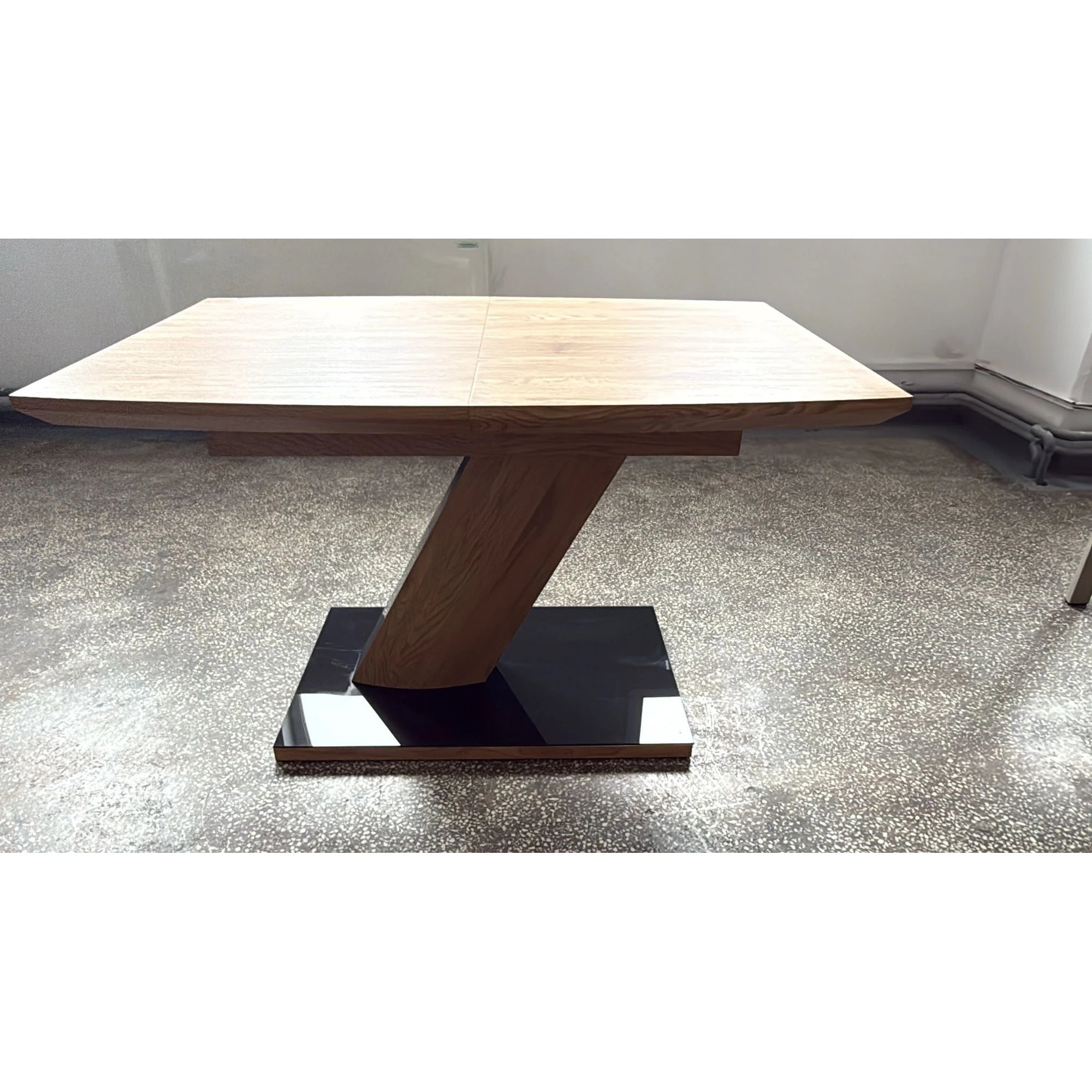 PRODUS RESIGILAT - Masa extensibila Toronto, stejar/negru, MDF/furnir/sticla/metal, 120/160x80x76 cm