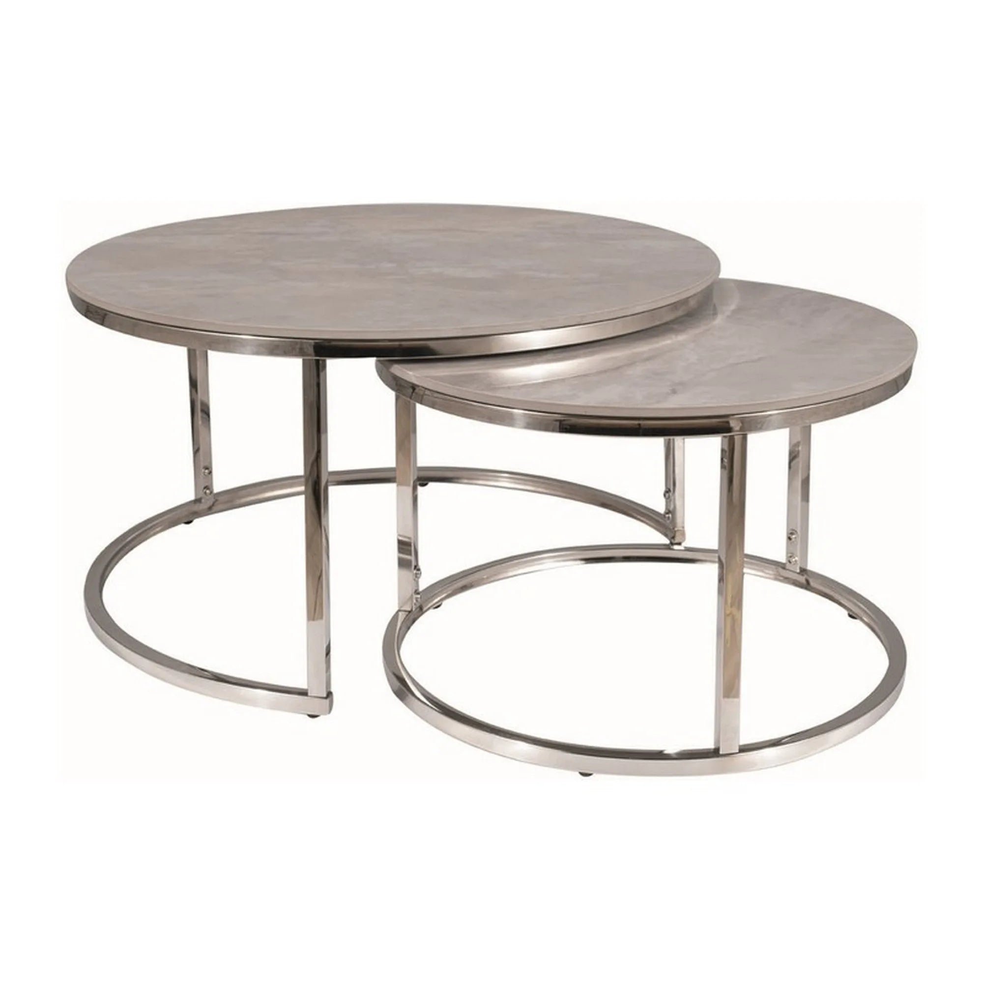 Set 2 masute PORTAFINO B, gri/crom, ceramica/metal, 60x45/45x40 cm