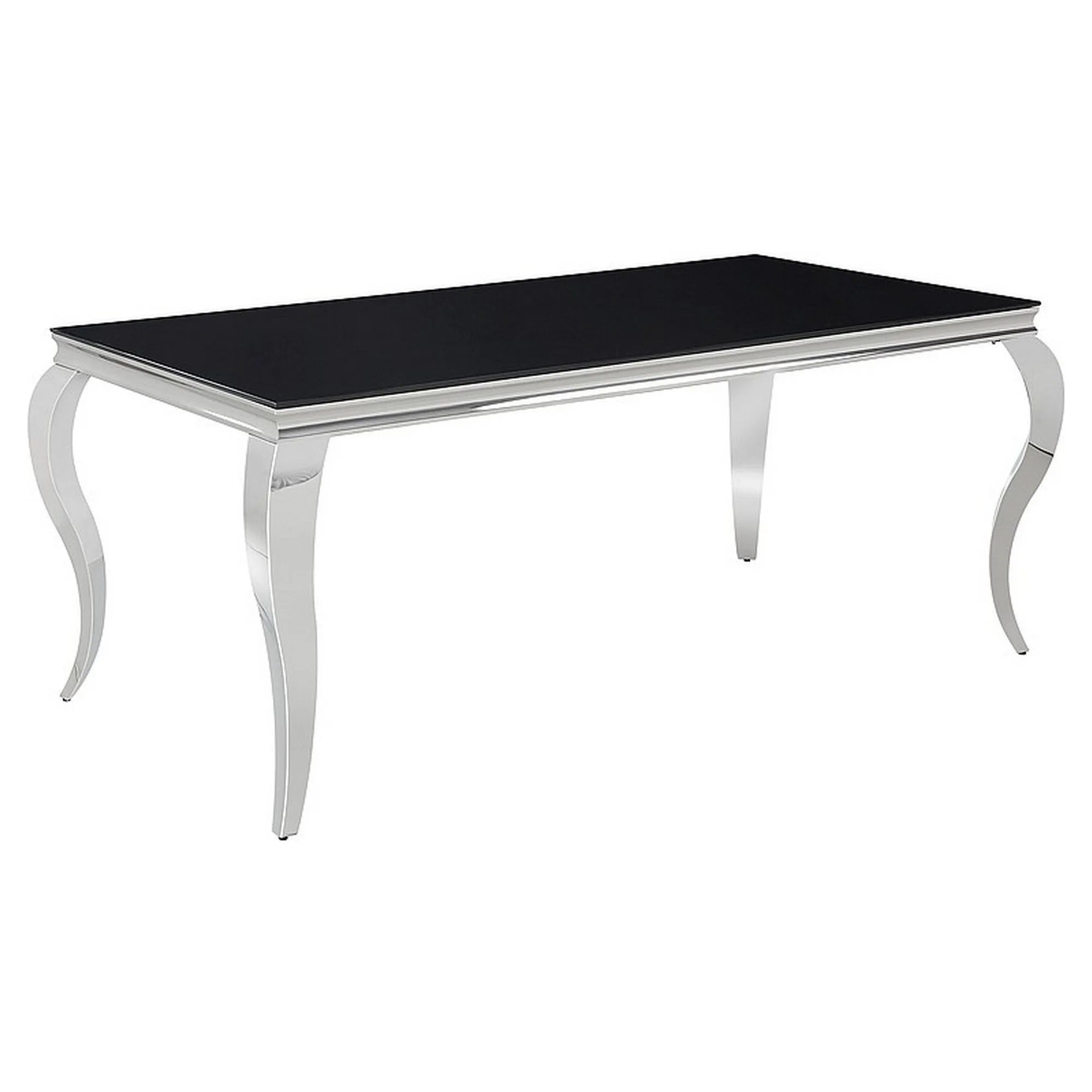 Masa PRINCE, negru/crom, sticla securizata/metal, 150x90x75 cm