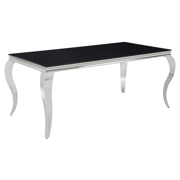 Masa PRINCE, negru/crom, sticla securizata/metal, 150x90x75 cm