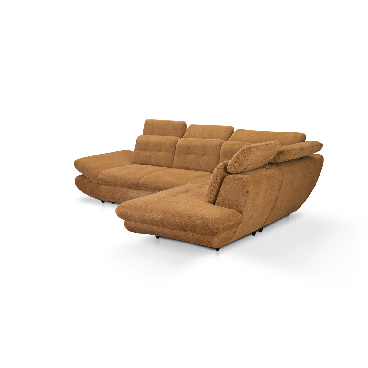 Coltar living SIENA MIC, sezlong dreapta, stofa catifelata verde olive - Monolith ML38, 295x234x100 cm