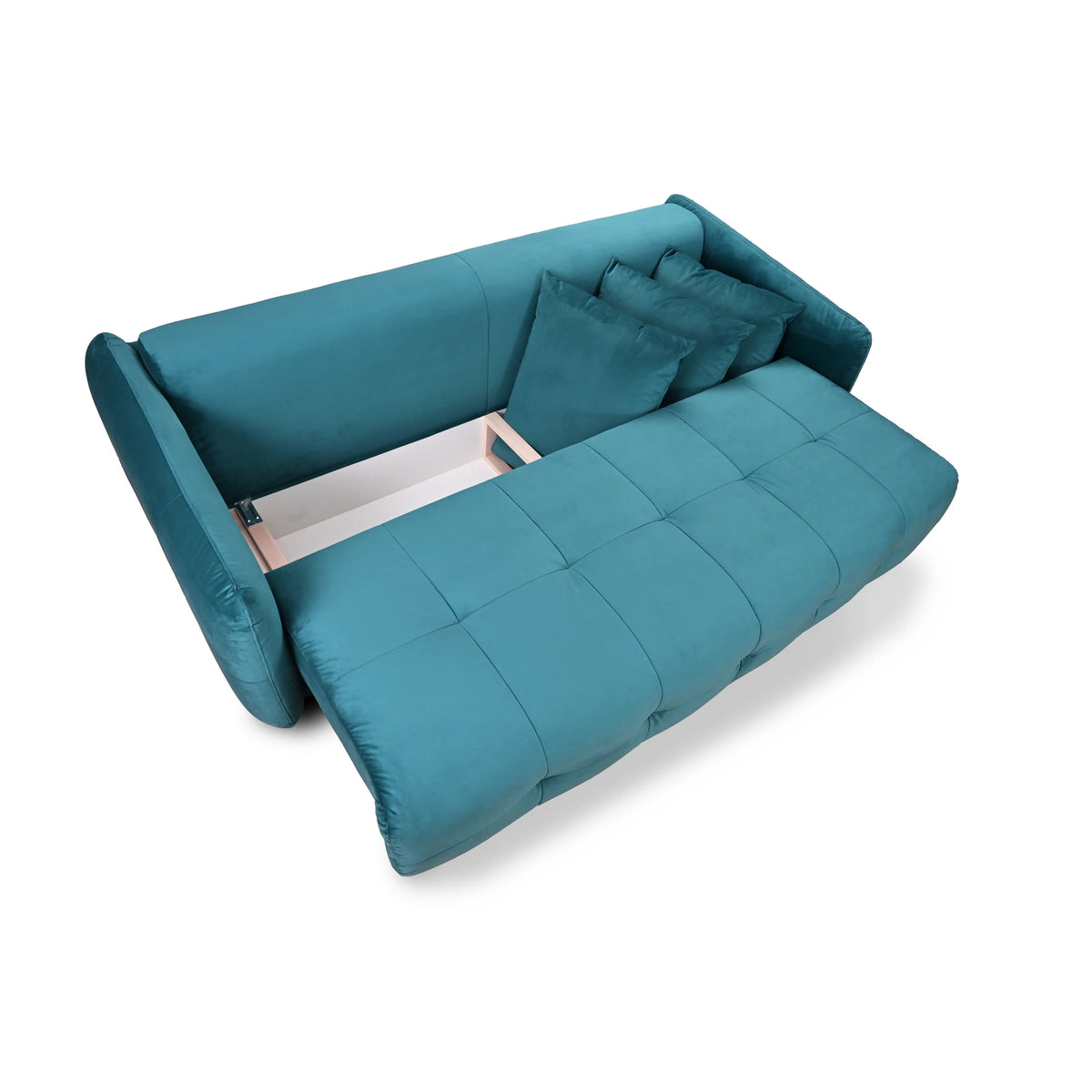 Canapea extensibila in fata 3 locuri BELLA, stofa catifelata albastru - Velvet F612, 228x110x93 cm
