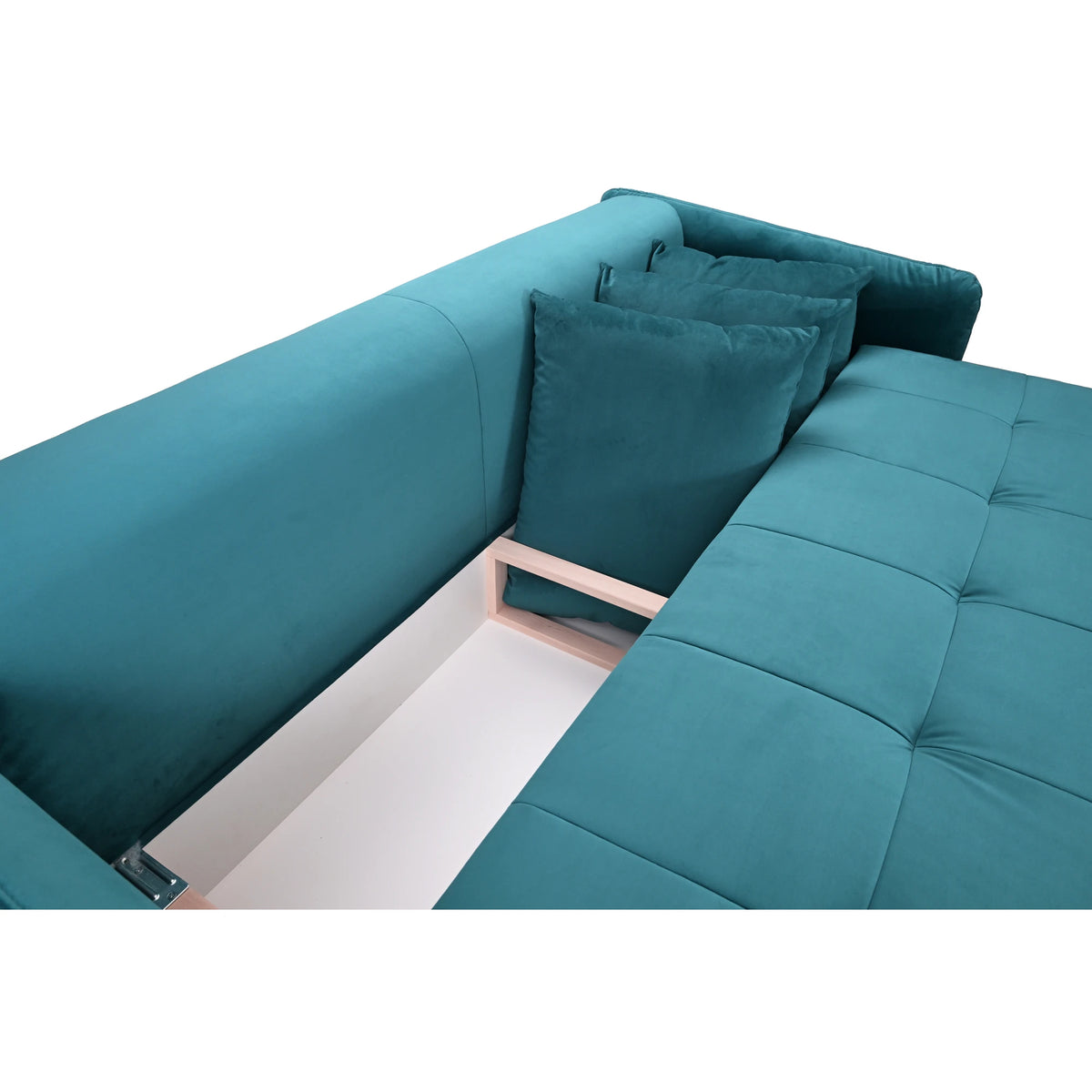 Canapea extensibila in fata 3 locuri BELLA, stofa catifelata albastru - Velvet F612, 228x110x93 cm